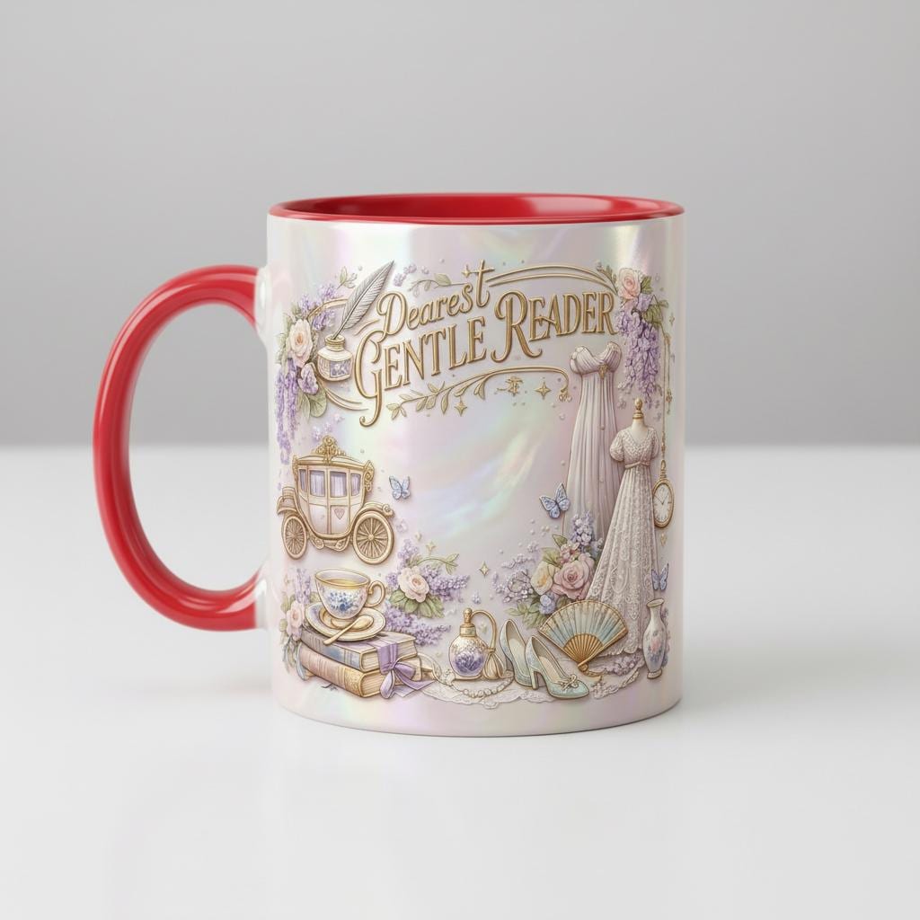 Dearest Gentle Reader Faux 3D Effect Acent Mug, Bookish Tea Lover Gift, Romance Reader Accent Mug - image 4
