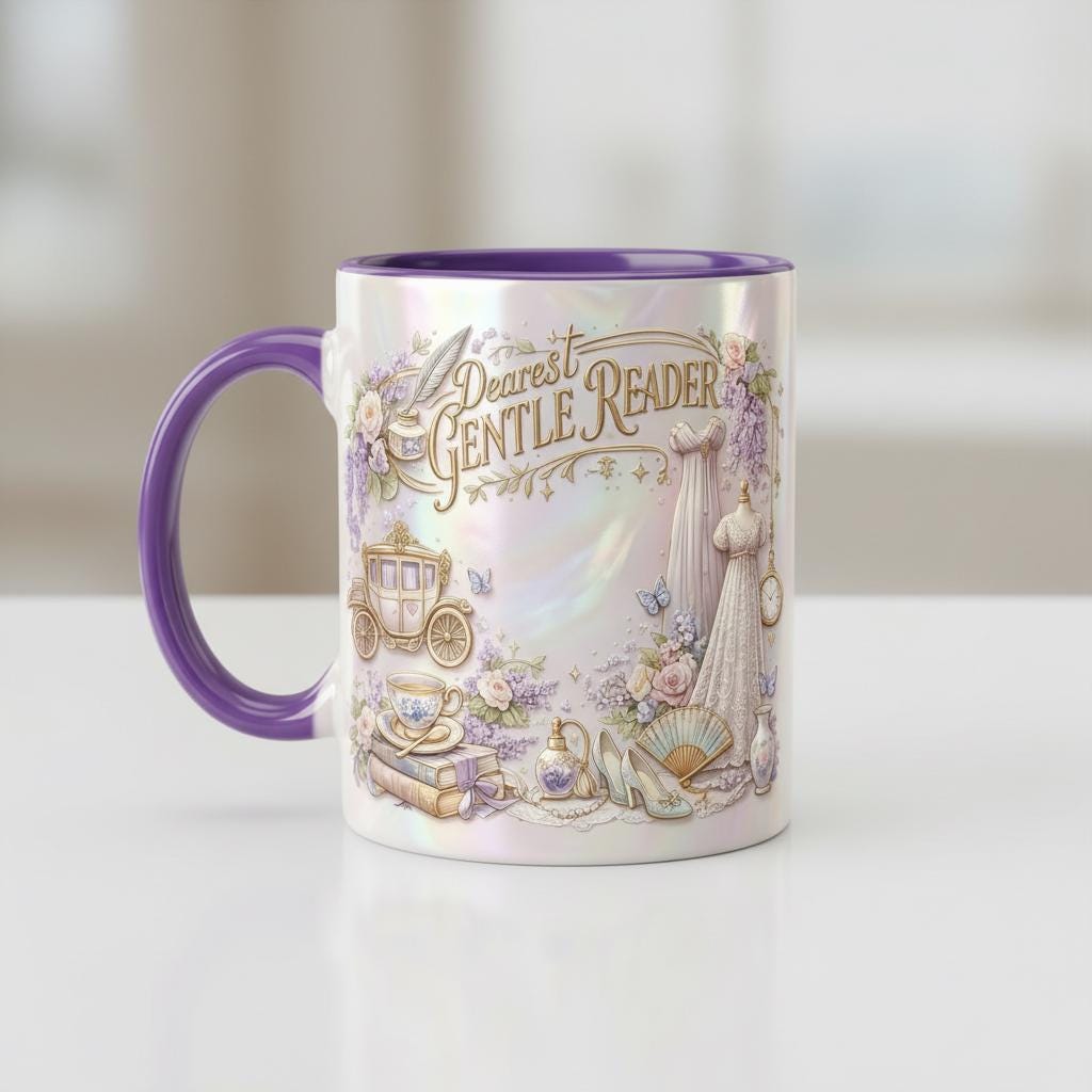 Dearest Gentle Reader Faux 3D Effect Acent Mug, Bookish Tea Lover Gift, Romance Reader Accent Mug - image 6