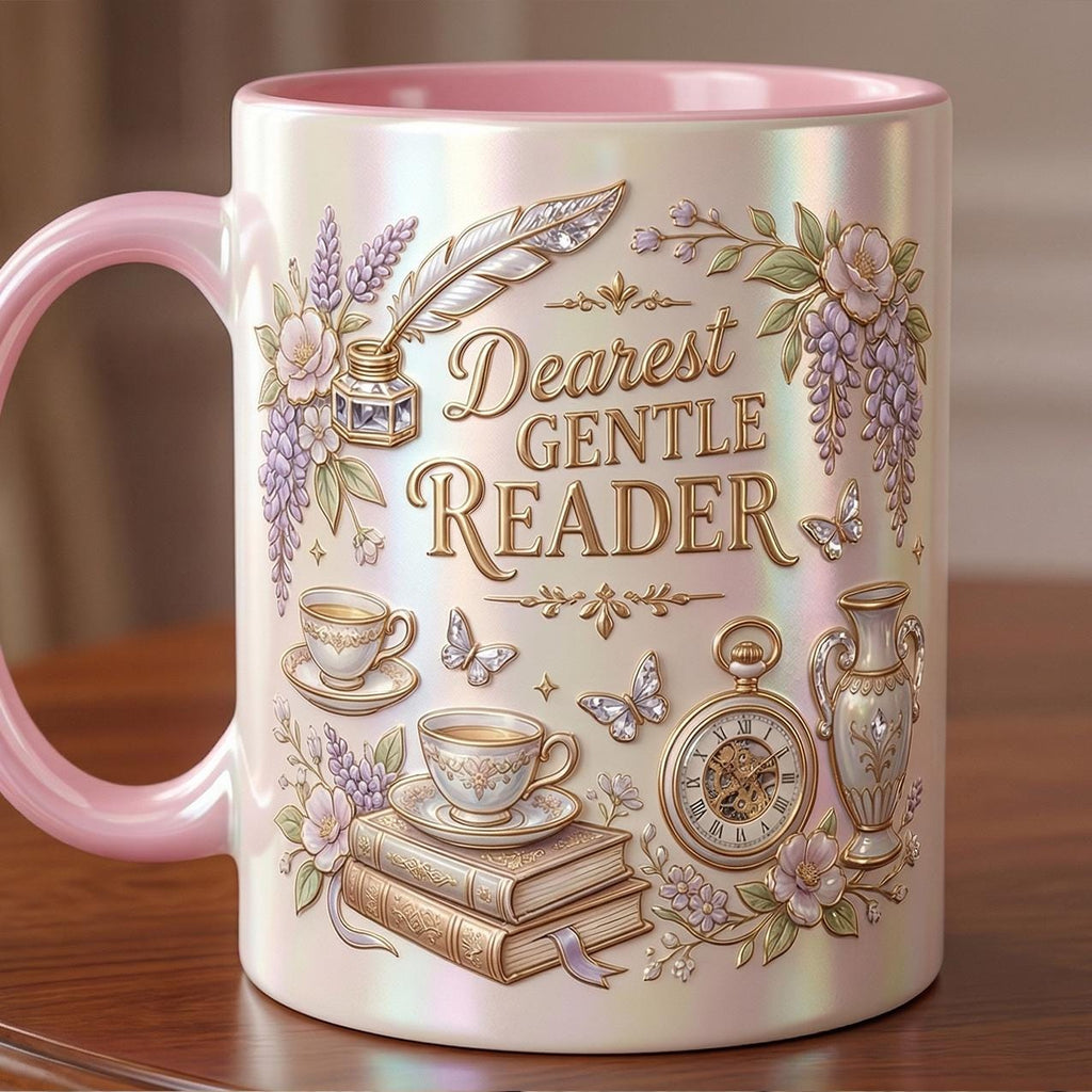 Dearest Gentle Reader Acent Mug,  Faux 3D Effect, Bookish Tea Lover Gift, Romance Reader Accent Mug - image 2