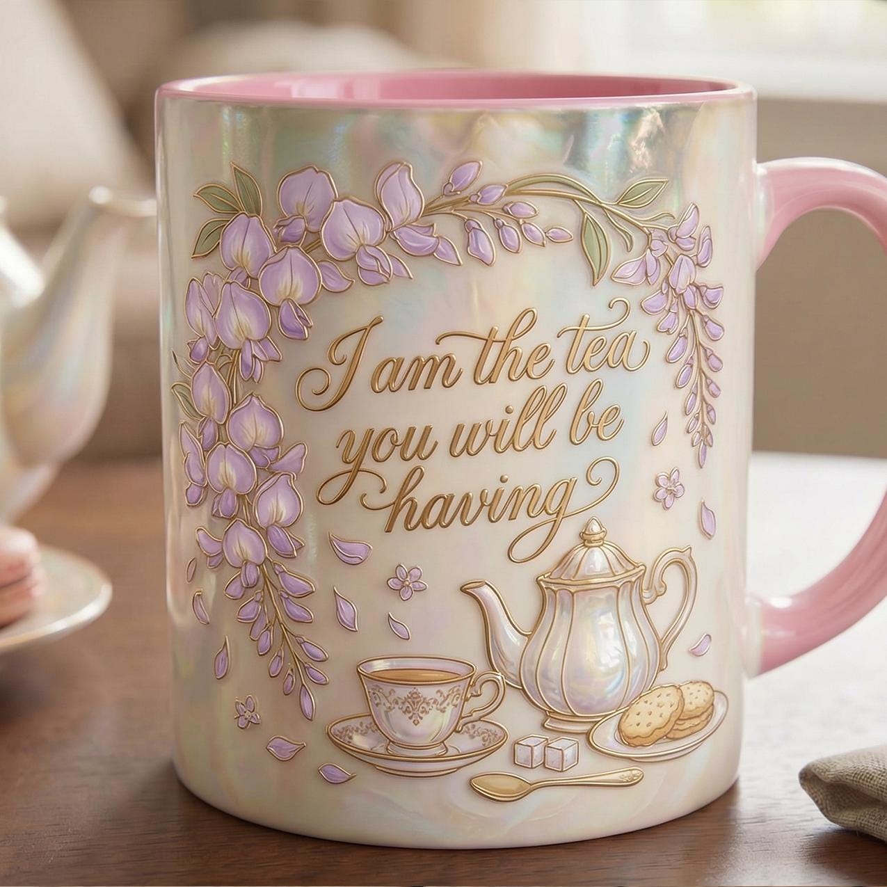 I Am The Tea You Will Be Having Faux 3D Accent Mug, Bookish Tea Lover Gift, Romance Reader Accent Mug