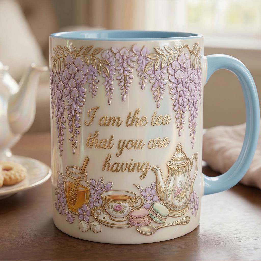 I Am The Tea That You Are Having Accent Mug, Faux 3D Effect Bookish Tea Lover Gift, Romance Reader Accent Mug - image 5