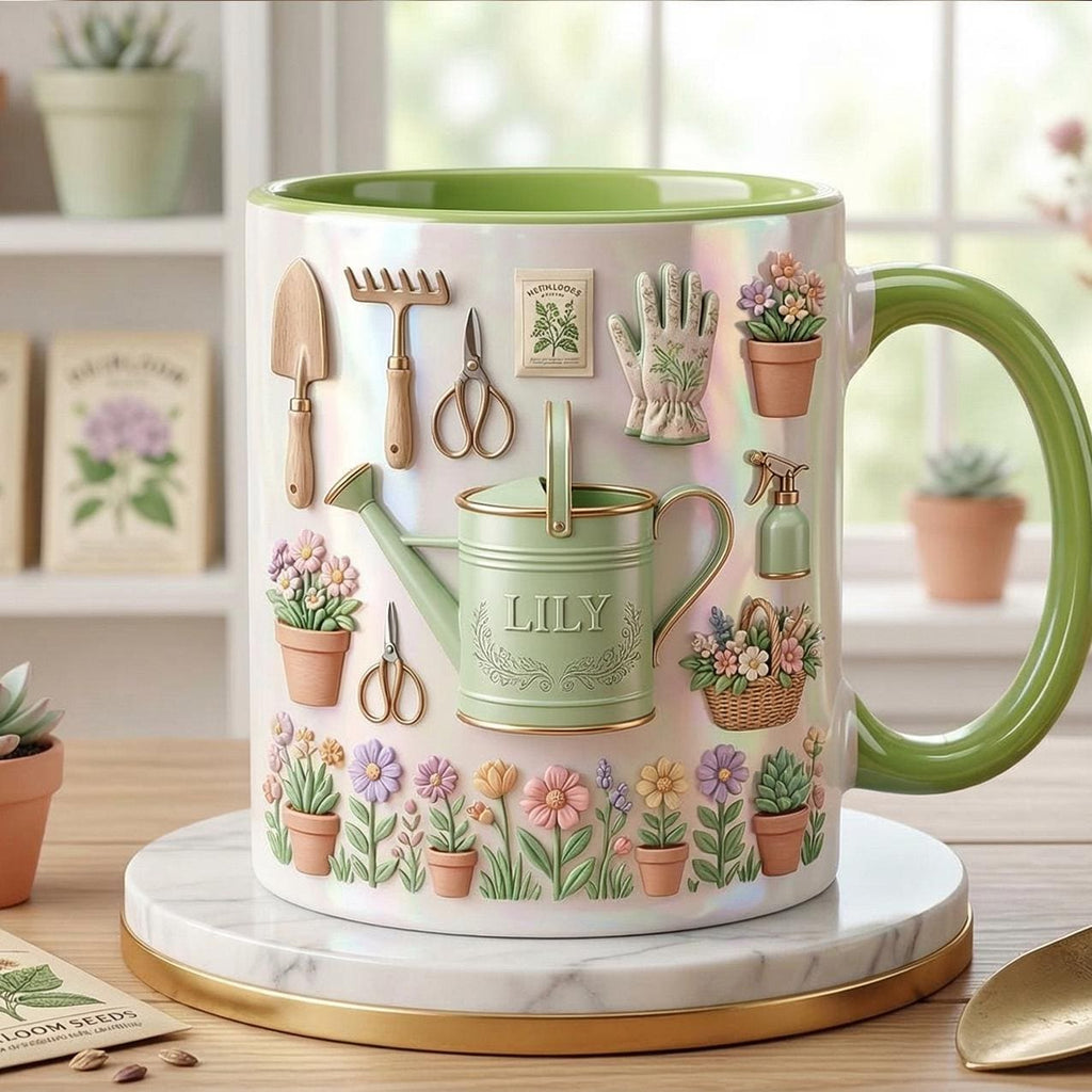 Personalized Gardening Accent Mug, Faux 3D Effect Mug, Gardening Gift for Mom Grandma - image 2