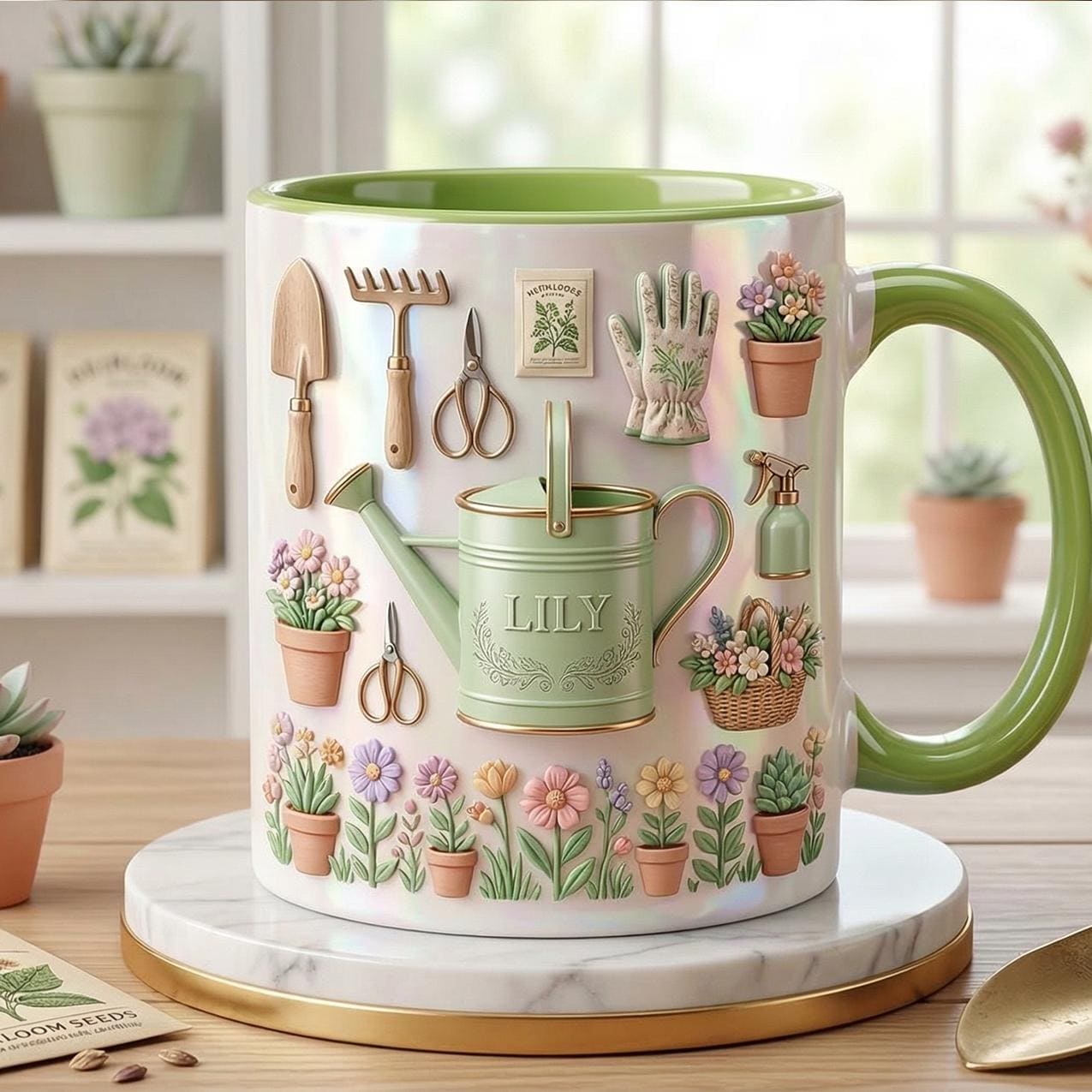 Personalized Gardening Accent Mug, Faux 3D Effect Mug, Gardening Gift for Mom Grandma - image 2