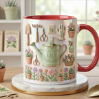 Personalized Gardening Accent Mug, Faux 3D Effect Mug, Gardening Gift for Mom Grandma