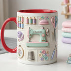 Personalized Sewing Machine Mug, Faux 3D Craft Coffee Mug, Sewing Lover Gift, Crochet Lover Mug - image 5