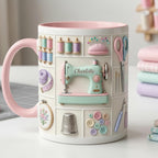 Personalized Sewing Machine Mug, Faux 3D Craft Coffee Mug, Sewing Lover Gift, Crochet Lover Mug - image 2