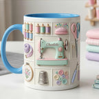 Personalized Sewing Machine Mug, Faux 3D Craft Coffee Mug, Sewing Lover Gift, Crochet Lover Mug - image 3