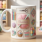 Personalized Crochet Mug, Knitting Lover Gift, Handmade With Love Coffee Cup, Faux 3D Effect - image 2