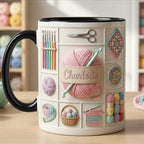 Personalized Crochet Mug, Knitting Lover Gift, Handmade With Love Coffee Cup, Faux 3D Effect - image 5