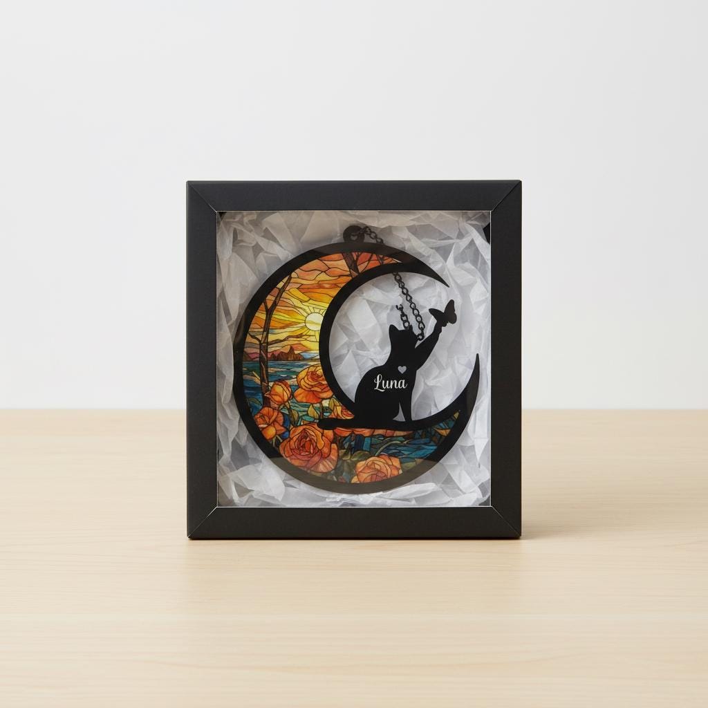 Personalized Cat Loss Sympathy Gift, Custom Cat Memorial Suncatcher, Pet lover Gift,In Loving Memory - image 5
