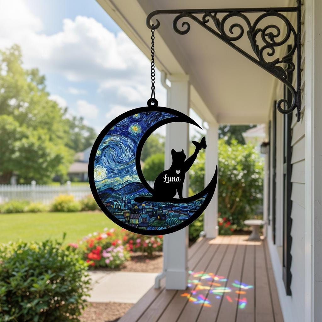 Personalized Cat Loss Sympathy Gift, Custom Cat Memorial Suncatcher, Pet lover Gift,In Loving Memory - image 5