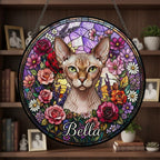 Personalized Sphynx  Cat Portrait Stained Glass Suncatcher, Custom Pet Memorial Stained Glass Photo Suncatcher, Cat Loss Keepsake - image 2