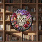Personalized Scottish Fold Cat Portrait Stained Glass Suncatcher, Custom Pet Memorial Stained Glass Photo Suncatcher, Cat Loss Keepsake - image 4