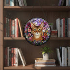 Personalized Abyssinian Cat Portrait Stained Glass Suncatcher, Custom Pet Memorial Stained Glass Photo Suncatcher, Cat Loss Keepsake - image 5
