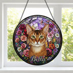 Personalized Abyssinian Cat Portrait Stained Glass Suncatcher, Custom Pet Memorial Stained Glass Photo Suncatcher, Cat Loss Keepsake - image 4
