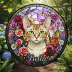 Personalized Devon Rex Cat Portrait Stained Glass Suncatcher, Custom Pet Memorial Stained Glass Photo Suncatcher, Cat Loss Keepsake - image 3