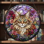 Personalized Norwegian Forest Cat Portrait Stained Glass Suncatcher, Custom Pet Memorial Stained Glass Photo Suncatcher, Cat Loss Keepsake - image 3