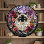Personalized Himalayan Cat Portrait Stained Glass Suncatcher, Custom Pet Memorial Stained Glass Photo Suncatcher, Cat Loss Keepsake - image 3