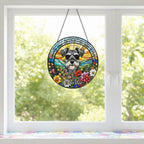 Personalized Miniature Schnauzer Dog Portrait Stained Glass Suncatcher, Custom Pet Memorial Stained Glass Photo Suncatcher,Dog Loss Keepsake - image 5