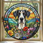 Personalized Great Dane  Dog Portrait Stained Glass Suncatcher, Custom Pet Memorial Stained Glass Photo Suncatcher,Dog Loss Keepsake