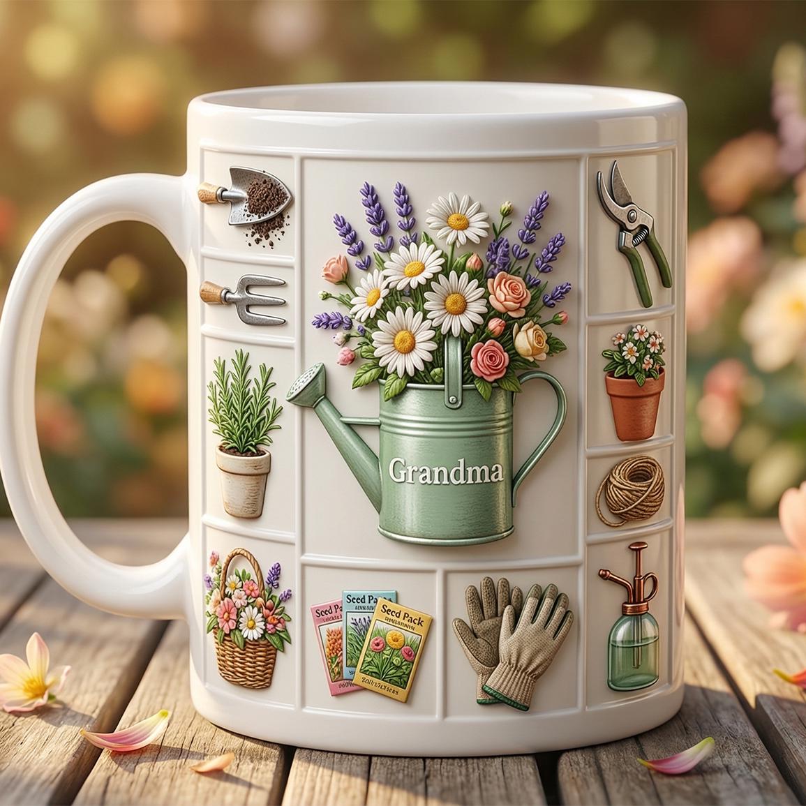 Personalized Gardening Faux 3D Accent Mug, Gardening Gift for Mom Grandma - image 6