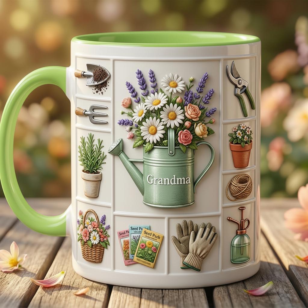 Personalized Gardening Faux 3D Accent Mug, Gardening Gift for Mom Grandma - image 3