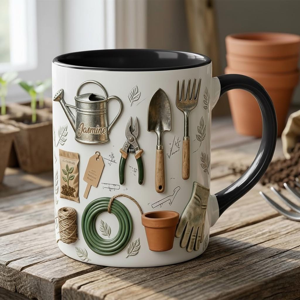 Custom Name Gardening Faux 3D Accent Mug, Gardening Gift for Mom Grandma - image 3