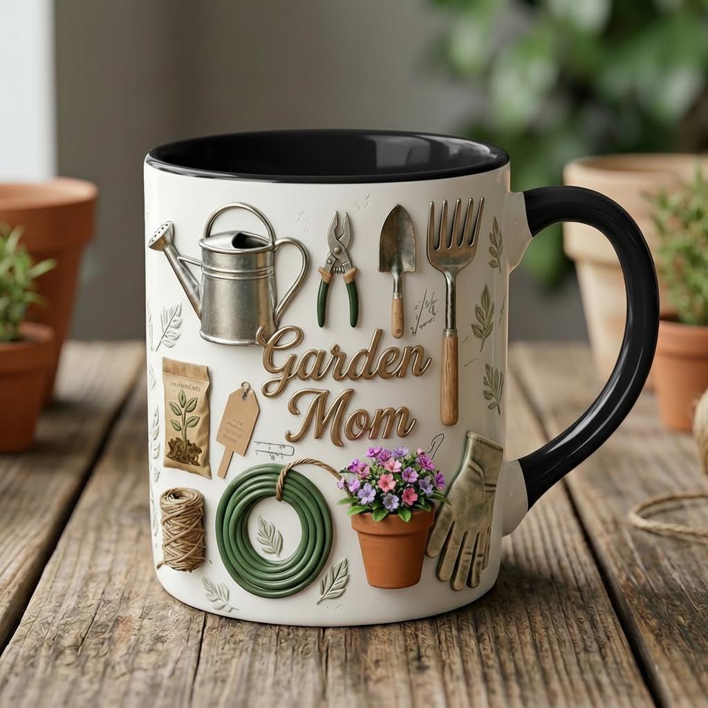 Personalized Gardening Accent Mug, Faux 3D Effect Mug, Gardening Gift for Mom Grandma - image 2