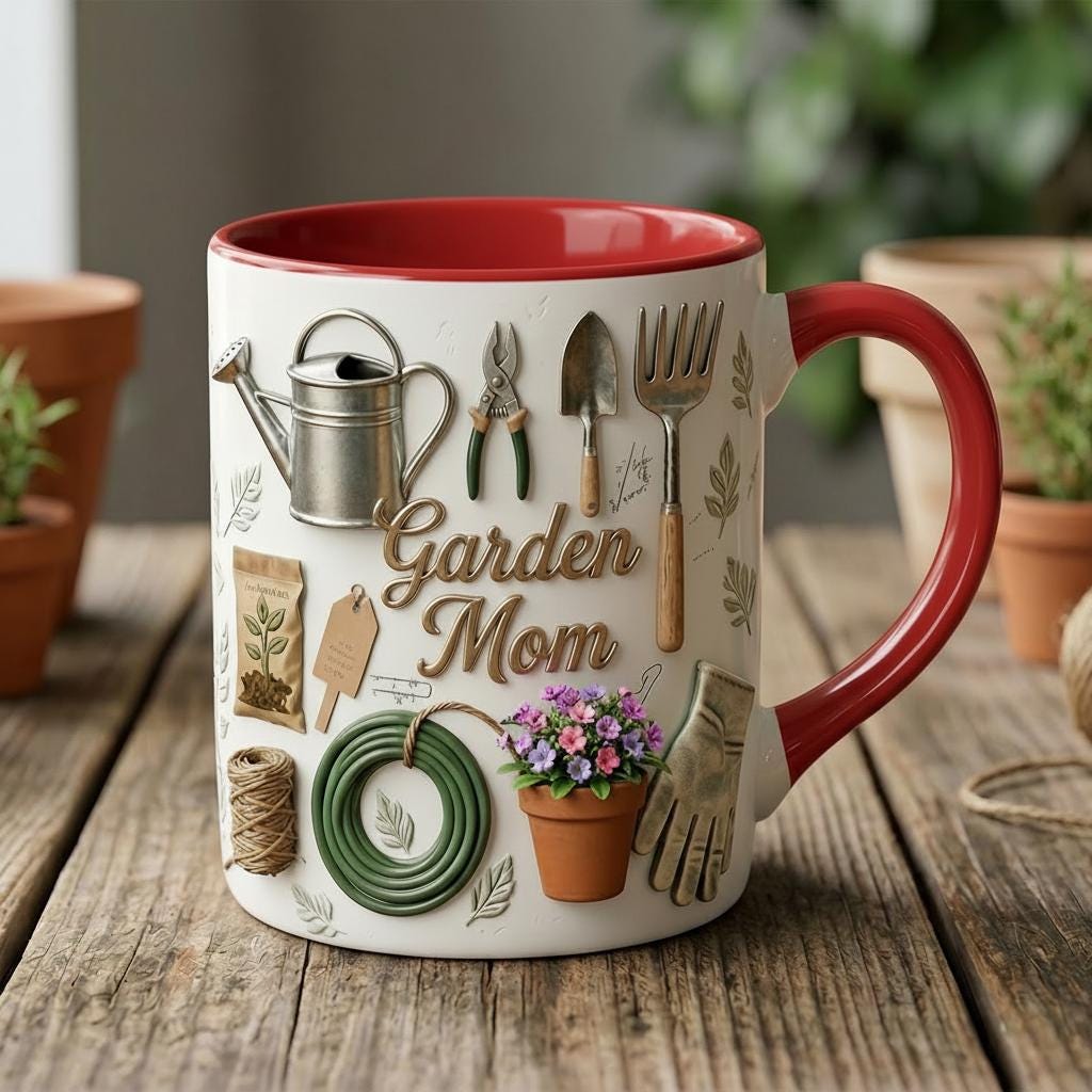 Personalized Gardening Accent Mug, Faux 3D Effect Mug, Gardening Gift for Mom Grandma - image 4