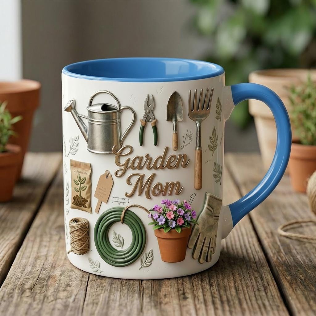 Personalized Gardening Accent Mug, Faux 3D Effect Mug, Gardening Gift for Mom Grandma - image 3