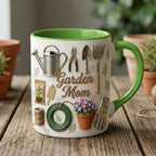 Personalized Gardening Accent Mug, Faux 3D Effect Mug, Gardening Gift for Mom Grandma
