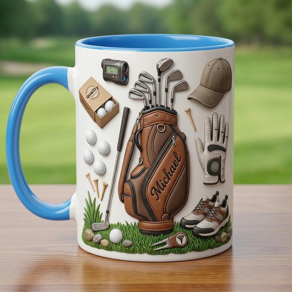 Custom Name Golf Faux 3D Accent Mug, Golf Accent Mug, Golf Lover Coffee Cup, Father's Day Gift For Dad Grandpa - image 3