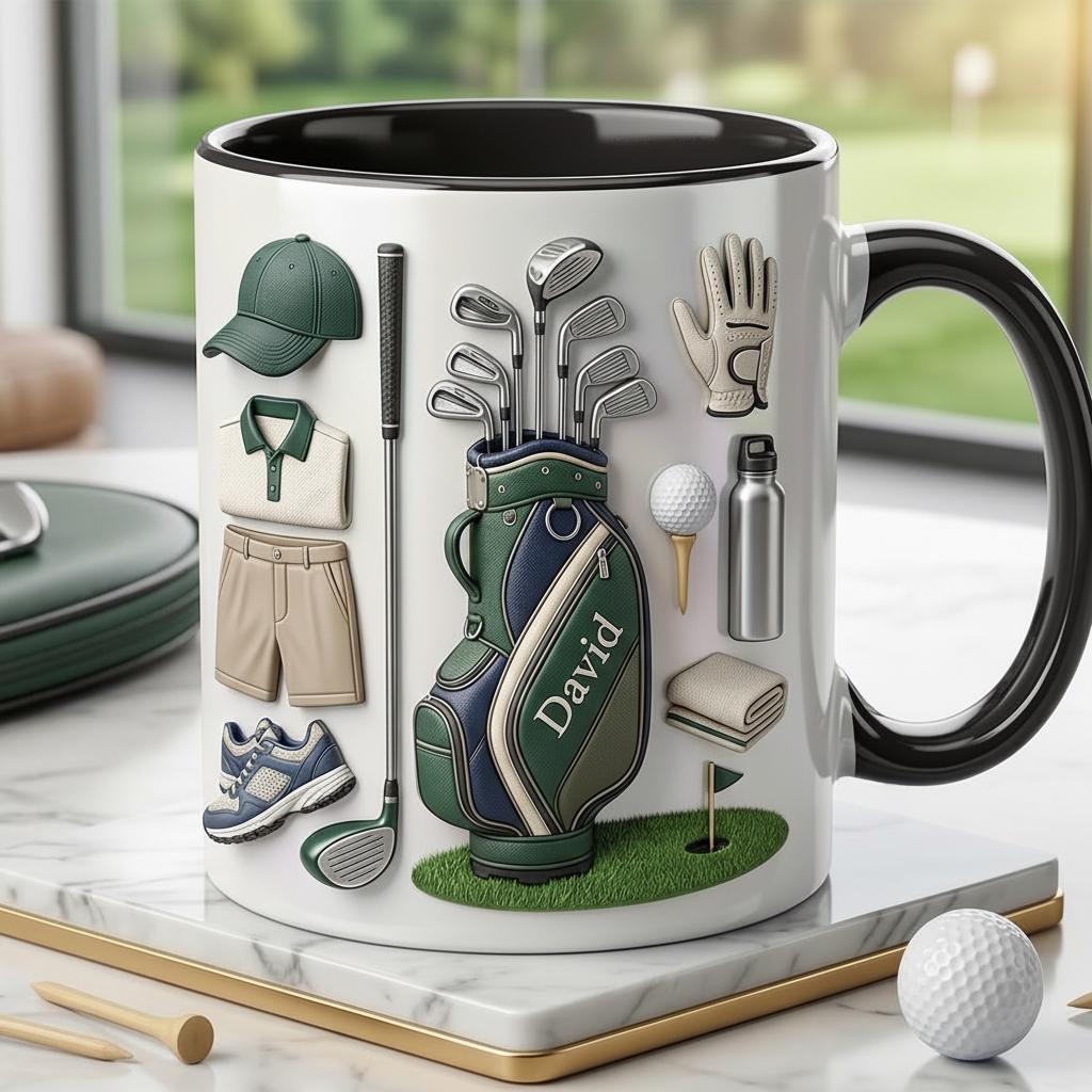 Personalized Golf Accent Mug, Golf Accent Mug, Golf Lover Coffee Cup, Father's Day Gift For Dad Grandpa, Faux 3D Effect Cup - image 3