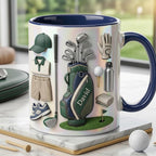 Personalized Golf Accent Mug, Golf Accent Mug, Golf Lover Coffee Cup, Father's Day Gift For Dad Grandpa, Faux 3D Effect Cup