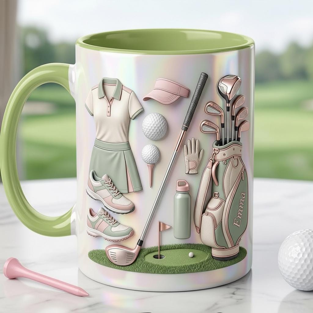 Personalized Golf Accent Mug, Golf Accent Mug, Golf Lover Coffee Cup, Mother's Day Gift, Faux 3D Effect - image 4