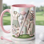 Personalized Golf Accent Mug, Golf Accent Mug, Golf Lover Coffee Cup, Mother's Day Gift, Faux 3D Effect
