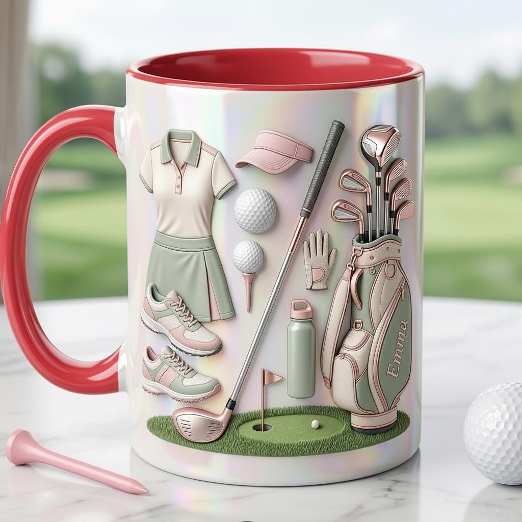 Personalized Golf Accent Mug, Golf Accent Mug, Golf Lover Coffee Cup, Mother's Day Gift, Faux 3D Effect - image 7