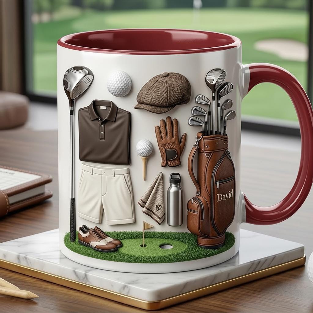 Custom Name Golf Faux 3D Accent Mug, Golf Lover Mug, Gift for Him - image 3