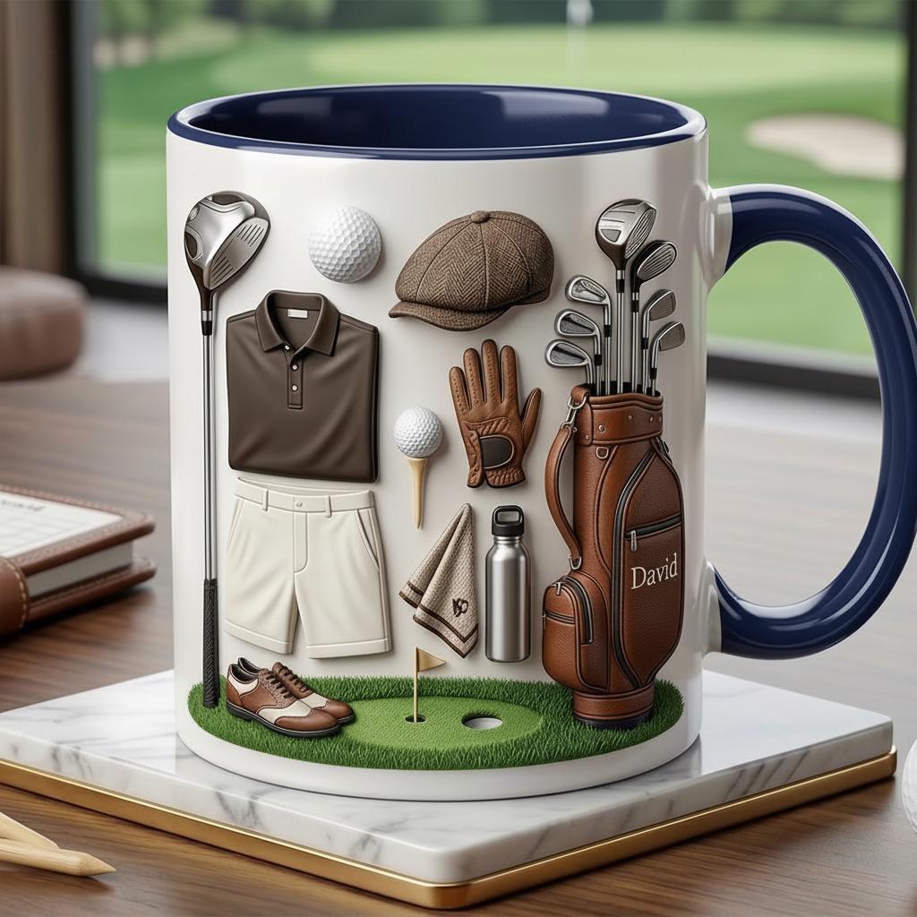 Custom Name Golf Faux 3D Accent Mug, Golf Lover Mug, Gift for Him - image 2