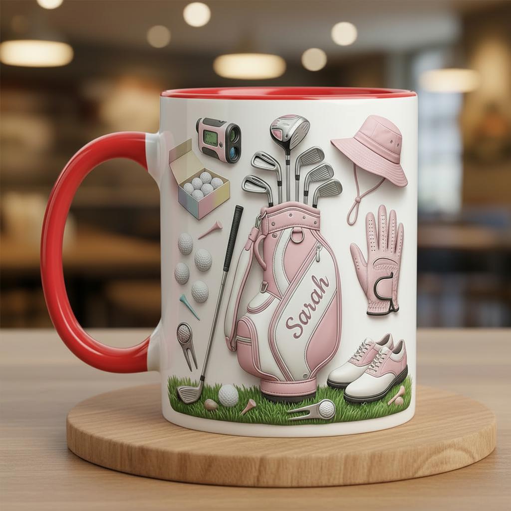 Custom Name Golf Faux 3D Accent Mug, Golf Lover Mug, Gift for Her - image 2