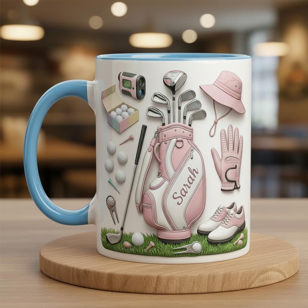 Custom Name Golf Faux 3D Accent Mug, Golf Lover Mug, Gift for Her - image 5