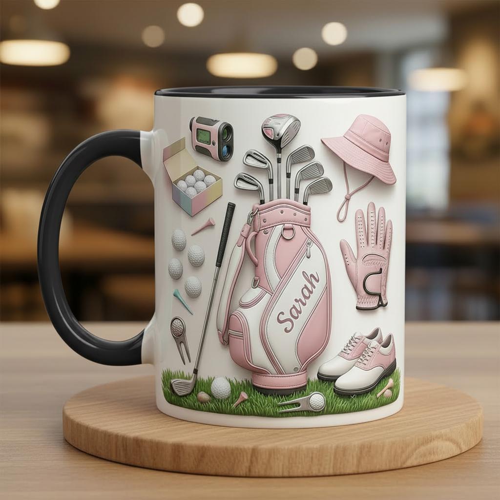 Custom Name Golf Faux 3D Accent Mug, Golf Lover Mug, Gift for Her - image 3