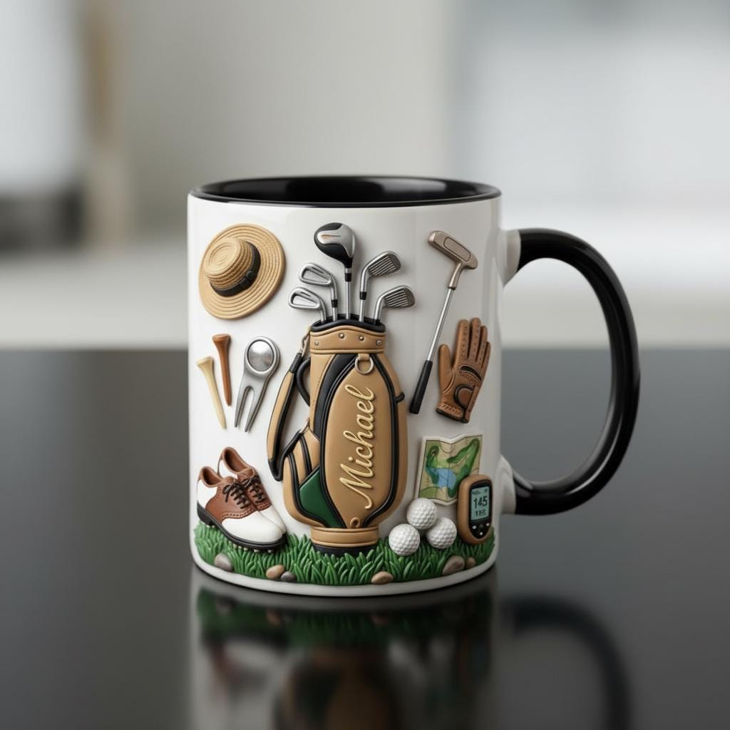 Personalized Golf Mug, Custom Name Golfer Coffee Mug, Sports Lover, Gift for Him