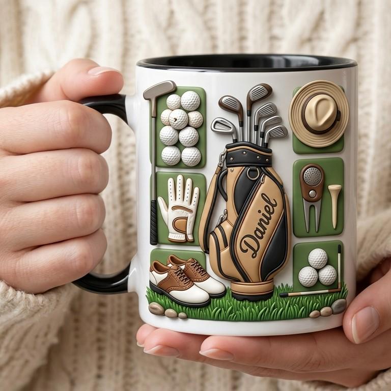 Personalized Golf Lover Mug, Custom Golfer Coffee Mug, Sports Gift for Him Her