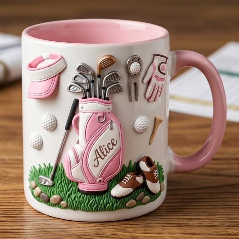 Personalized Golf Lover Mug, Custom Golfer Coffee Mug, Sports Gift for Her