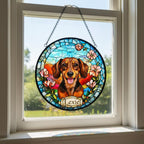 Custom Dachshund Dog  Portrait Stained Glass Suncatcher, Stained Glass Dog Memorial, Custom Dog Portrait from Photo, Sympathy Gifts - image 2
