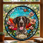 Custom German Shorthaired Pointer Portrait Stained Glass Suncatcher,  Dog Memorial, Custom Dog Portrait from Photo, Sympathy Gifts