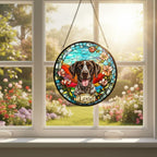 Custom German Shorthaired Pointer Portrait Stained Glass Suncatcher,  Dog Memorial, Custom Dog Portrait from Photo, Sympathy Gifts - image 3