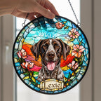 Custom German Shorthaired Pointer Portrait Stained Glass Suncatcher,  Dog Memorial, Custom Dog Portrait from Photo, Sympathy Gifts - image 2