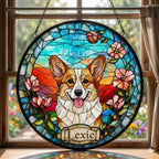 Custom Pembroke Welsh Corgi  Portrait Stained Glass Suncatcher,  Dog Memorial, Custom Dog Portrait from Photo, Sympathy Gifts